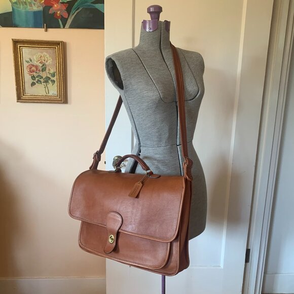 VTG COACH Metropolitan Briefcase 5180 Shoulder Bag British Tan Leather Brown - Picture 9 of 14